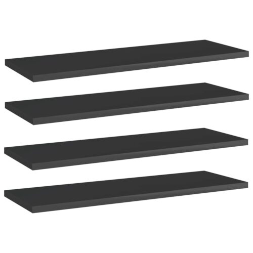 Bookshelf Boards 4pcs High Gloss Black 60x20x1.5cm Engineered Wood