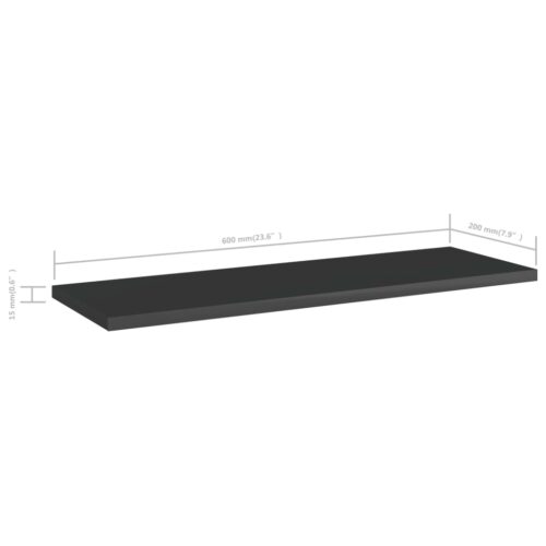 Bookshelf Boards 4pcs High Gloss Black 60x20x1.5cm Engineered Wood - Image 5