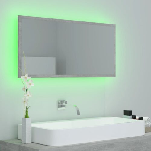 LED Bathroom Mirror Concrete Grey 90x8.5x37cm Acrylic - Image 9