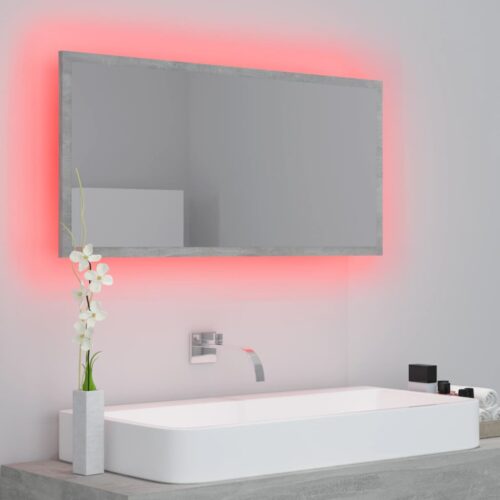 LED Bathroom Mirror Concrete Grey 90x8.5x37cm Acrylic - Image 10