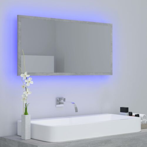 LED Bathroom Mirror Concrete Grey 90x8.5x37cm Acrylic - Image 11