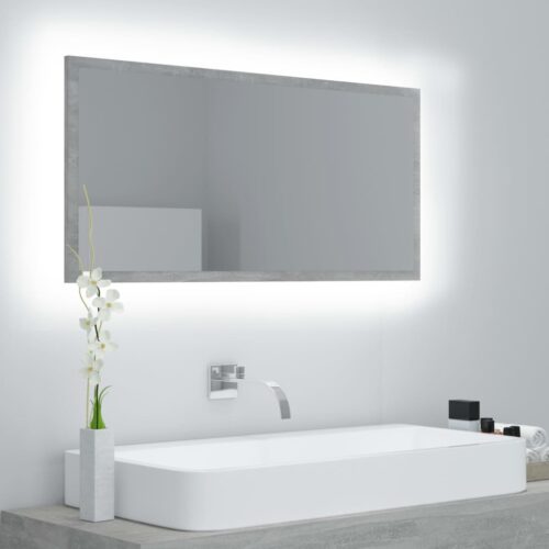 LED Bathroom Mirror Concrete Grey 90x8.5x37cm Acrylic - Image 12