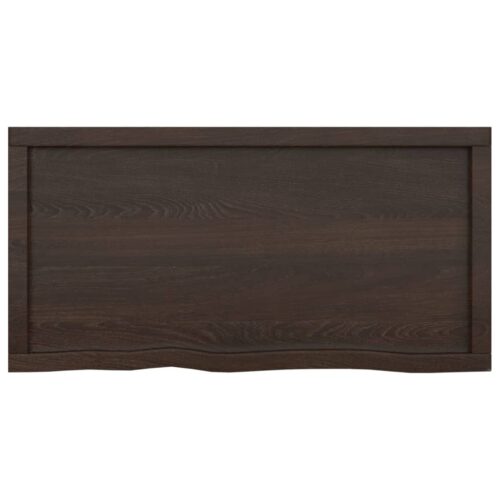 Table Top Dark Brown 100x50x6cm Treated Solid Wood Oak DIY Desk Panel Board - Image 4