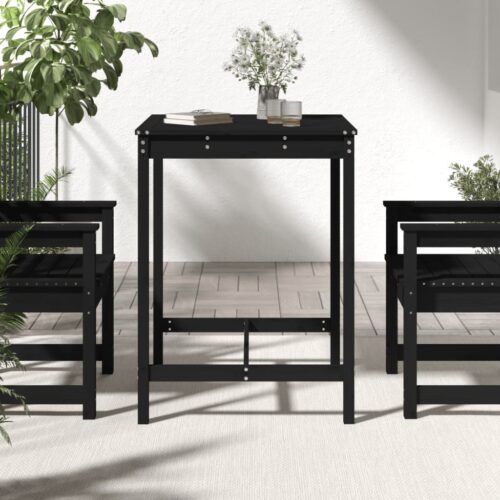 Pine Wood Garden Table Outdoor Patio Sofa Lounge Coffee Stand Black 82.5x82.5x110cm - Image 3