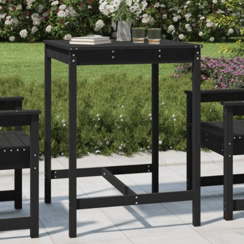 Pine Wood Garden Table Outdoor Patio Sofa Lounge Coffee Stand Black 82.5x82.5x110cm - Image 8