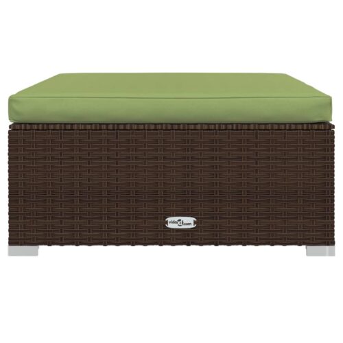 vidaXL Garden Footrest with Cushion Brown 70x70x30 cm Poly Rattan - Image 3