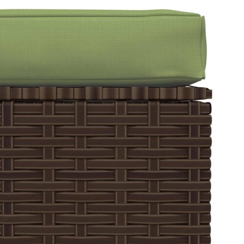 vidaXL Garden Footrest with Cushion Brown 70x70x30 cm Poly Rattan - Image 4