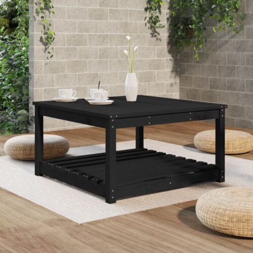 Garden Table Black 82.5x82.5x45cm Solid Wood Pine - Image 3