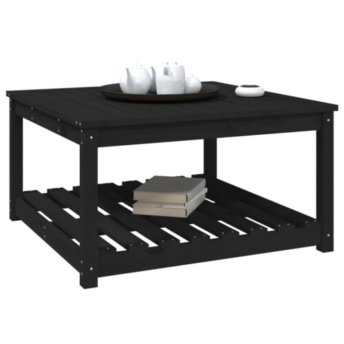 Garden Table Black 82.5x82.5x45cm Solid Wood Pine - Image 4