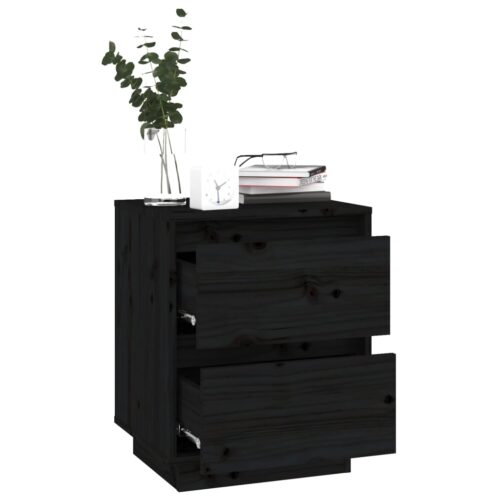 Bedside Cabinets 2pcs Black 40x35x50cm Solid Wood Pine - Image 5