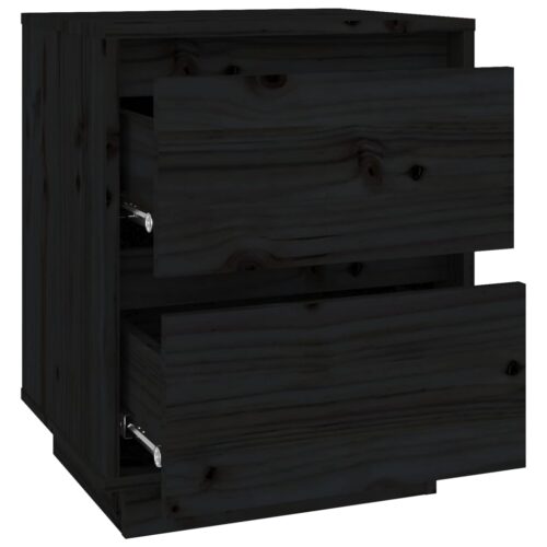 Bedside Cabinets 2pcs Black 40x35x50cm Solid Wood Pine - Image 8