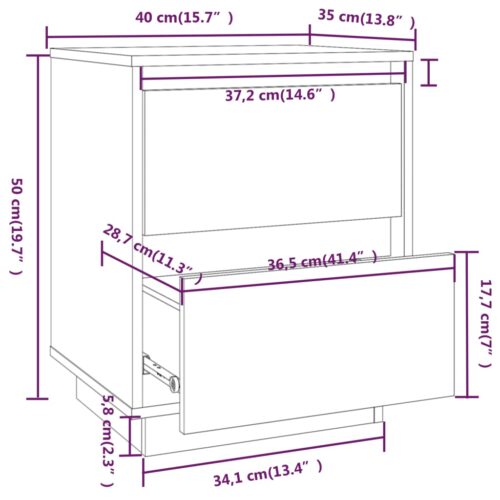 Bedside Cabinets 2pcs Black 40x35x50cm Solid Wood Pine - Image 11
