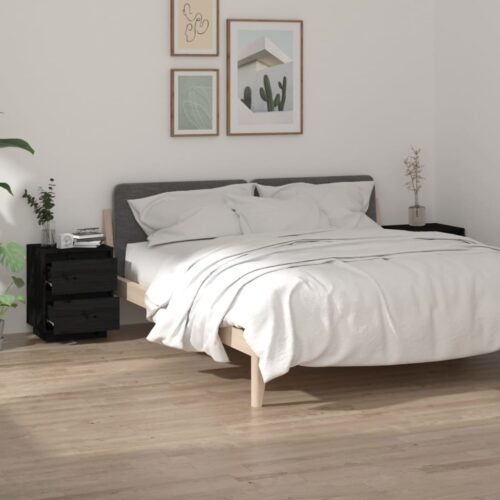 Bedside Cabinets 2pcs Black 40x35x50cm Solid Wood Pine - Image 12