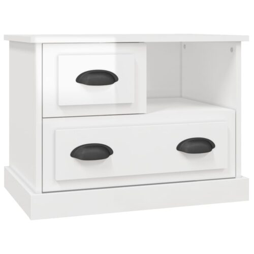 Bedside Cabinet High Gloss White 60x39x45cm - Image 2