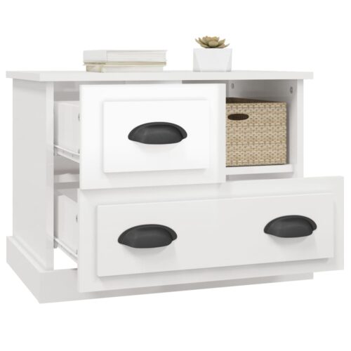 Bedside Cabinet High Gloss White 60x39x45cm - Image 5