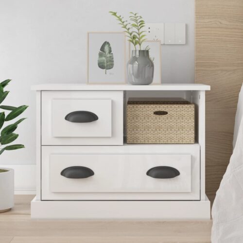 Bedside Cabinet High Gloss White 60x39x45cm - Image 12
