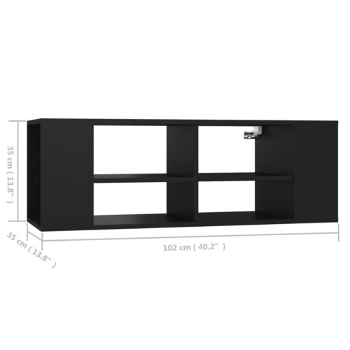 Wall-Mounted TV Cabinet Black 102x35x35cm Engineered Wood - Image 7