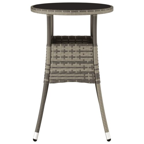 Glass Top Garden Table Outdoor Patio Lounge Sofa Coffee Tea Stand Wicker Rattan Grey 60x75cm - Image 3
