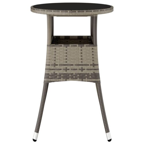Glass Top Garden Table Outdoor Patio Lounge Sofa Coffee Tea Stand Wicker Rattan Grey 60x75cm - Image 4