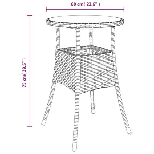 Glass Top Garden Table Outdoor Patio Lounge Sofa Coffee Tea Stand Wicker Rattan Grey 60x75cm - Image 6