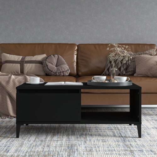 Coffee Table Black 90x50x36.5cm Engineered Wood - Image 3