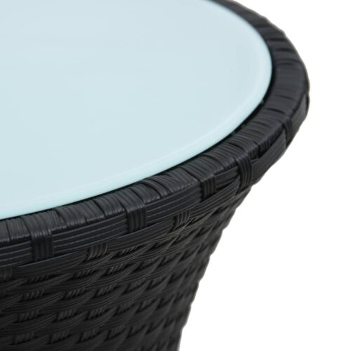 Garden Side Table Drum Shape Black Poly Rattan - Image 3