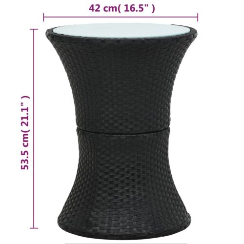 Garden Side Table Drum Shape Black Poly Rattan - Image 4