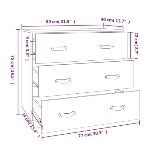 vidaXL Sideboard 80x40x75 cm Solid Wood Pine - Image 9