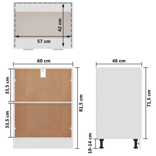 Bottom Cabinet White 60x46x81.5cm Engineered Wood - Image 10