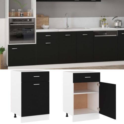 Drawer Bottom Cabinet Black 50x46x81.5cm Engineered Wood - Image 2