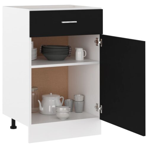 Drawer Bottom Cabinet Black 50x46x81.5cm Engineered Wood - Image 4