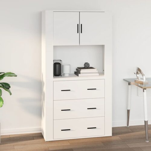Wall Cabinet White 80x33x80cm Engineered Wood - Image 7