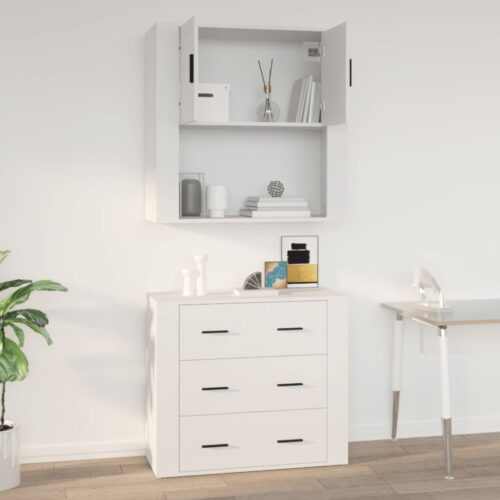 Wall Cabinet White 80x33x80cm Engineered Wood - Image 9