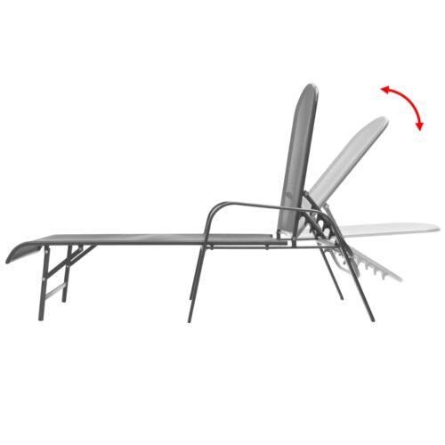 Outdoor Sun Lounger Garden Patio Beach Pool Lounge Recliner Chair Steel Anthracite - Image 2