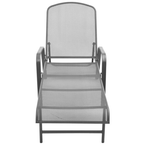 Outdoor Sun Lounger Garden Patio Beach Pool Lounge Recliner Chair Steel Anthracite - Image 3