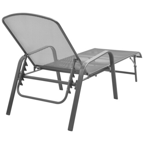 Outdoor Sun Lounger Garden Patio Beach Pool Lounge Recliner Chair Steel Anthracite - Image 4