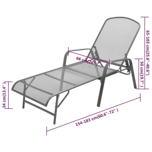 Outdoor Sun Lounger Garden Patio Beach Pool Lounge Recliner Chair Steel Anthracite - Image 8
