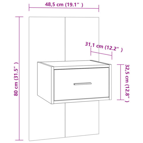 Wall-mounted Bedside Cabinets 2pcs High Gloss White - Image 9