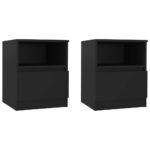 2x Wooden Bedside Tables Drawers Storage Side Cabinets Bedroom Nightstand