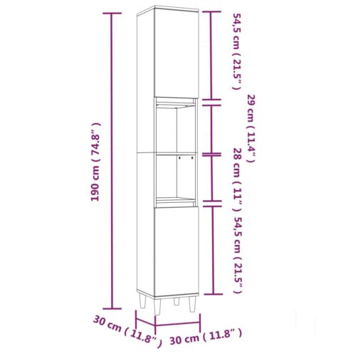 vidaXL Bathroom Cabinet White 30x30x190 cm Engineered Wood - Image 11