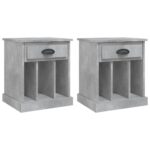 Bedside Cabinets 2pcs Concrete Grey 43x36x50cm