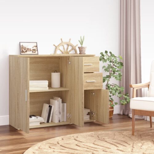 Sideboard Sonoma Oak 91x29.5x75cm Engineered Wood - Image 3