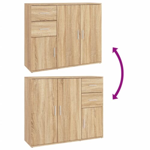 Sideboard Sonoma Oak 91x29.5x75cm Engineered Wood - Image 9