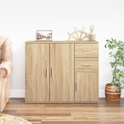 Sideboard Sonoma Oak 91x29.5x75cm Engineered Wood - Image 12