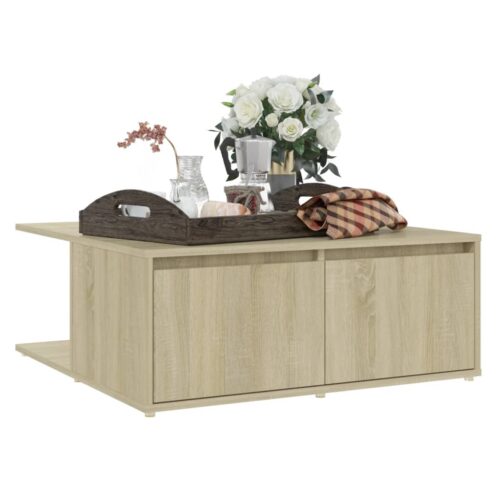 Coffee Table Sonoma Oak 80x80x31cm Engineered Wood - Image 3