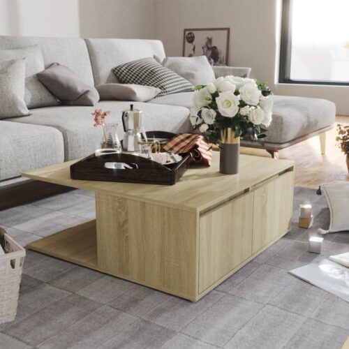 Coffee Table Sonoma Oak 80x80x31cm Engineered Wood - Image 8