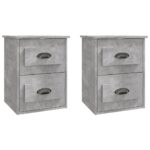 Wall-mounted Bedside Cabinets 2pcs Concrete Grey 41.5x36x53cm