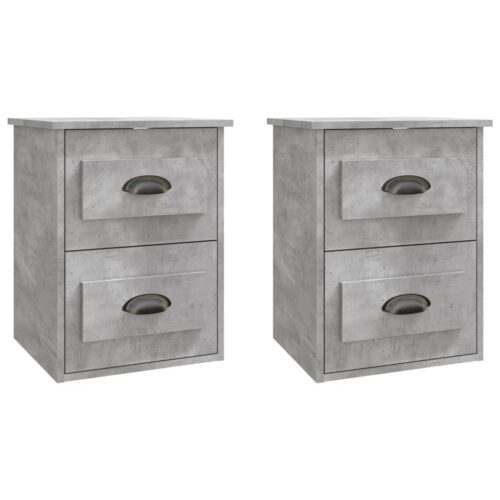 Wall-mounted Bedside Cabinets 2pcs Concrete Grey 41.5x36x53cm