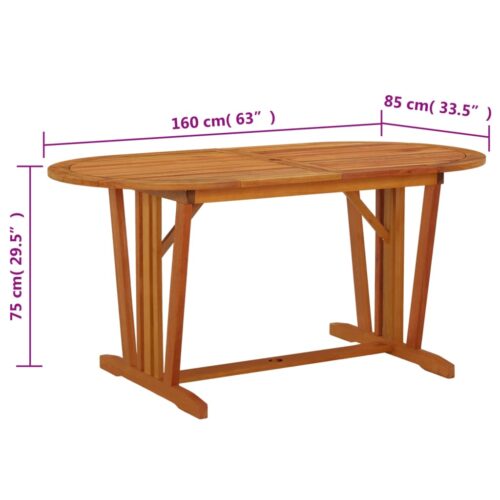 Garden Table 160x85x75cm Solid Wood Eucalyptus - Image 5