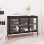 Sideboard Black 105x35x70cm Steel Glass